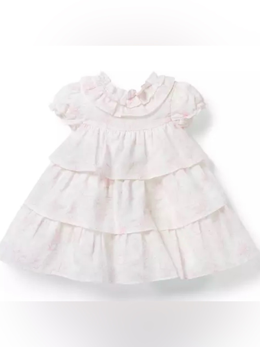Janie and Jack pink and white bunny toile dress hat included 3-6 months